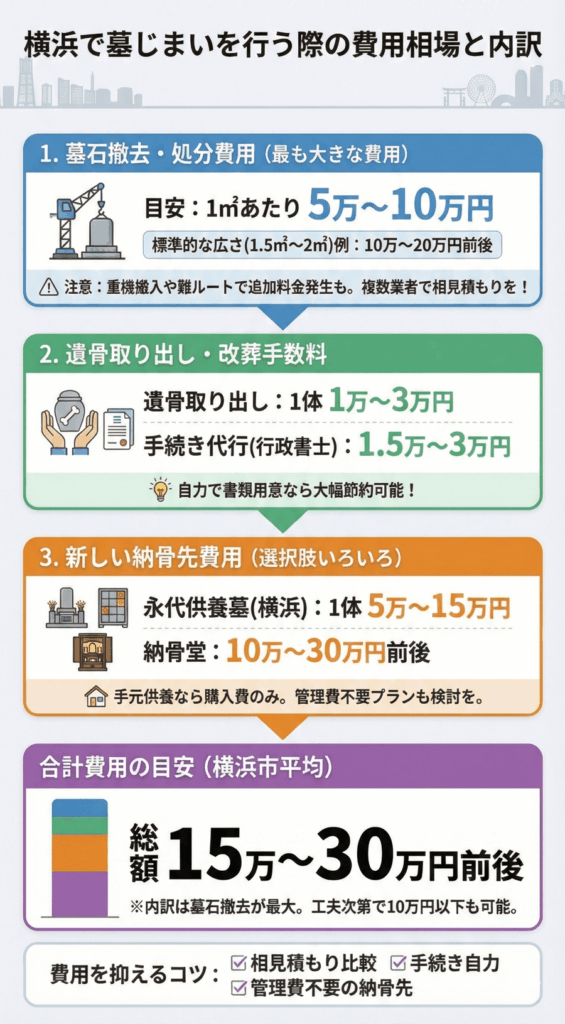 横浜で墓じまいを行う際の費用相場と内訳