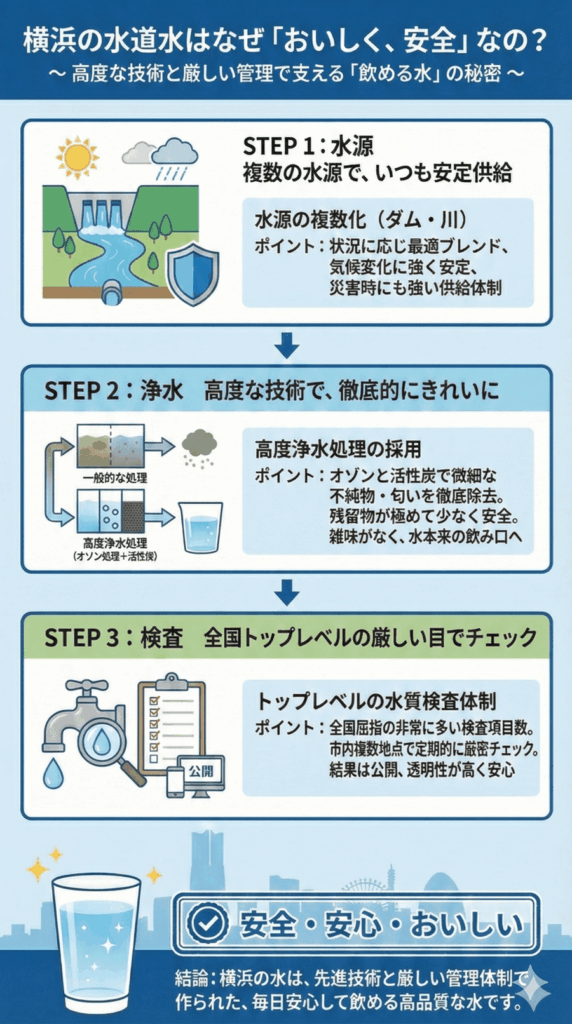 横浜の水道水が「飲める」と言われる理由